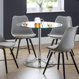Cheshire Premium Kudos 80cm Chrome & Glass Pedestal Dining Table - thumbnail 2