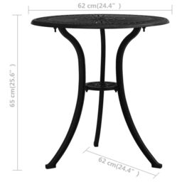 Berkfield Home Garden Table Black 62x62x65 cm Cast Aluminium - Size: 62 x 62 x 65 cm - thumbnail 6