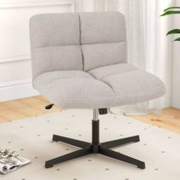 EONLION Office Chair Swivel Chair Height Adjustable in Beige - Size: 100 cm