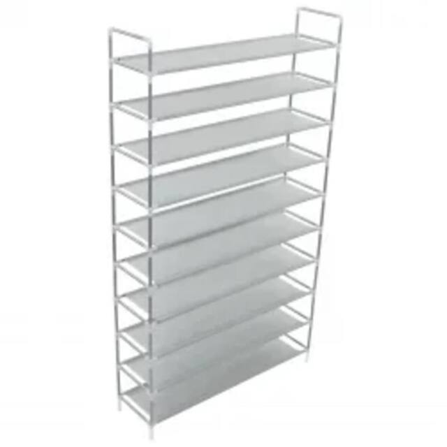 Berkfield Home Shoe Rack with 10 Shelves Metal & Non-woven Fabric Silver - image 1