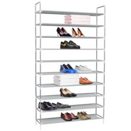 Berkfield Home Shoe Rack with 10 Shelves Metal & Non-woven Fabric Silver - thumbnail 4