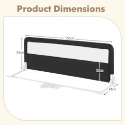 Gymax Folding Baby Bed Rail Height Adjustable Bed Guard With Fastening Belt in Black - thumbnail 6