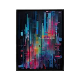 "Artery8 Modern Abstract Geometric Cityscape Framed Canvas Wall Art Print in Blue - Size: W12"" x H16""" - thumbnail 1