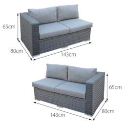 Oseasons Buxton Rattan 9 Seat Rising Firepit Corner Set in Ocean Grey - thumbnail 6
