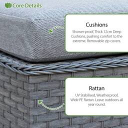 Oseasons Buxton Rattan 9 Seat Rising Firepit Corner Set in Ocean Grey - thumbnail 3
