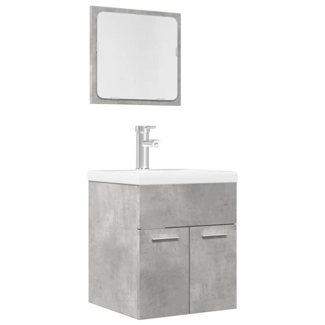 Berkfield Home 2 Piece Bathroom Furniture Set Concrete Grey Engineered Wood - image 1