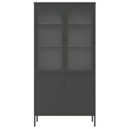 Berkfield Home Highboard Black 90x40x180 cm Glass & Steel - Size: 90 x 40 x 180 cm - thumbnail 6