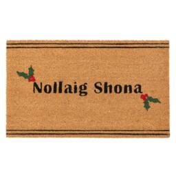 Kukoon Front Door Mat Christmas Décor Natural Coir Rug - Nollaig in Beige - Size: 45 cm x 70 cm - thumbnail 1