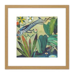 Artery8 Amadeo De Souza Cardoso - The Leap Of The Rabbit 8X8 Inch Square Wooden Framed Wall Art Print Picture with Mount in Light Oak - thumbnail 1
