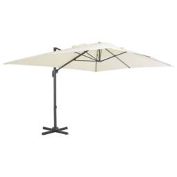 Berkfield Home Outdoor Umbrella with Portable Base Sand in Beige - thumbnail 1