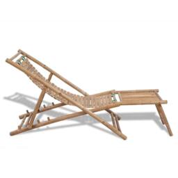 Berkfield Home Outdoor Deck Chair with Footrest Bamboo in Brown - thumbnail 3