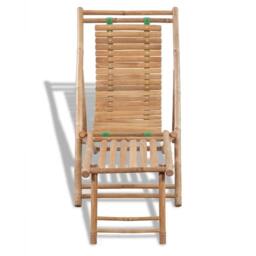 Berkfield Home Outdoor Deck Chair with Footrest Bamboo in Brown - thumbnail 2