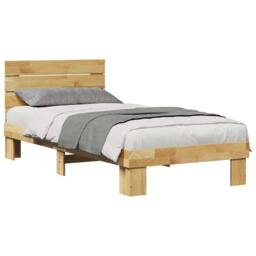 Berkfield Home Beautiful Bed Frame with Headboard without Mattress 75x190 cm Sol in Brown - thumbnail 5