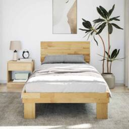 Berkfield Home Beautiful Bed Frame with Headboard without Mattress 75x190 cm Sol in Brown - thumbnail 4