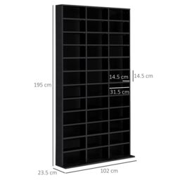 HOMCOM CD DVD Media Storage Shelves Display Shelf Racks Wooden Frame in Black - thumbnail 3