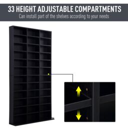 HOMCOM CD DVD Media Storage Shelves Display Shelf Racks Wooden Frame in Black - thumbnail 4