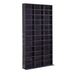 HOMCOM CD DVD Media Storage Shelves Display Shelf Racks Wooden Frame in Black - thumbnail 2