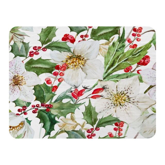 Benjamin Tate Design Watercolour Christmas Pattern Blanket in Natural - Size: 120 cm x 150 cm - image 1