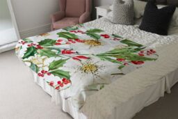 Benjamin Tate Design Watercolour Christmas Pattern Blanket in Natural - Size: 120 cm x 150 cm - thumbnail 3