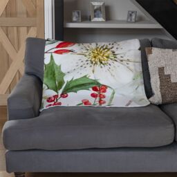 Benjamin Tate Design Watercolour Christmas Pattern Blanket in Natural - Size: 120 cm x 150 cm - thumbnail 2