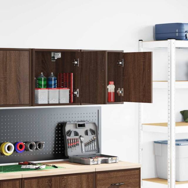 Berkfield Home Garage Wall Cabinets 2 pcs Brown Oak Engineered Wood - image 1