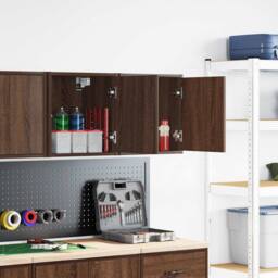 Berkfield Home Garage Wall Cabinets 2 pcs Brown Oak Engineered Wood - thumbnail 1