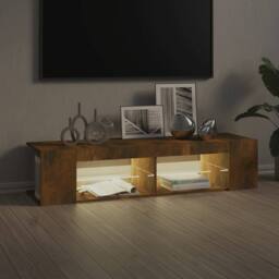 Berkfield Home TV Cabinet with LED Lights Smoked Oak 135x39x30 cm in Brown - Size: 135 x 39 x 30 cm - thumbnail 9
