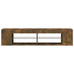 Berkfield Home TV Cabinet with LED Lights Smoked Oak 135x39x30 cm in Brown - Size: 135 x 39 x 30 cm - thumbnail 4