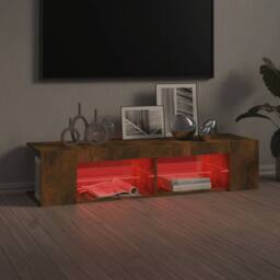 Berkfield Home TV Cabinet with LED Lights Smoked Oak 135x39x30 cm in Brown - Size: 135 x 39 x 30 cm - thumbnail 7
