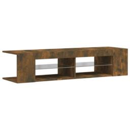 Berkfield Home TV Cabinet with LED Lights Smoked Oak 135x39x30 cm in Brown - Size: 135 x 39 x 30 cm - thumbnail 1