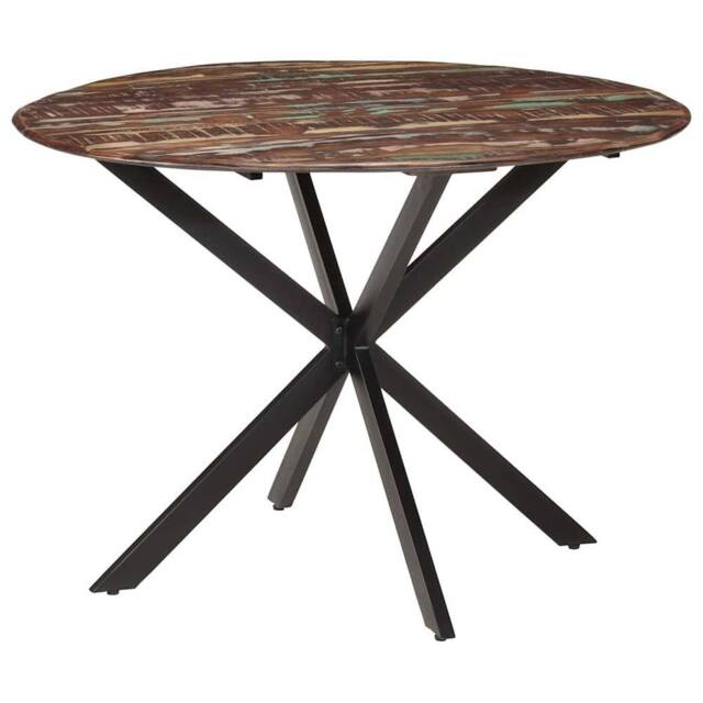 Berkfield Home Dining Table Ã˜110x78 cm Solid Wood Reclaimed & Steel in Brown - Size: 110x78 cm - image 1
