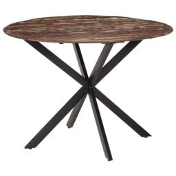 Berkfield Home Dining Table Ã˜110x78 cm Solid Wood Reclaimed & Steel in Brown - Size: 110x78 cm - thumbnail 2