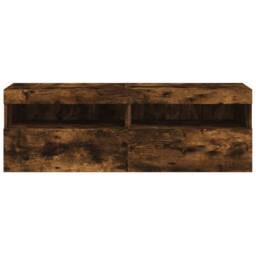 Berkfield Home TV Wall Cabinets with LED Lights 2 pcs Smoked Oak 60x30x40 cm in Brown - Size: 60 x 30 x 40 cm - thumbnail 9