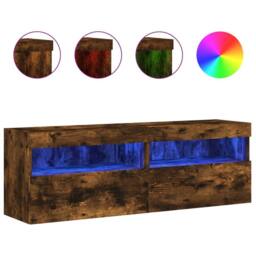 Berkfield Home TV Wall Cabinets with LED Lights 2 pcs Smoked Oak 60x30x40 cm in Brown - Size: 60 x 30 x 40 cm - thumbnail 1