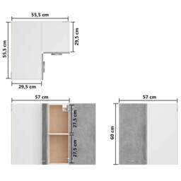 Berkfield Home Hanging Corner Cabinet Concrete Grey 57x57x60 cm Engineered Wood - Size: 57 x 57 x 60 cm - thumbnail 9