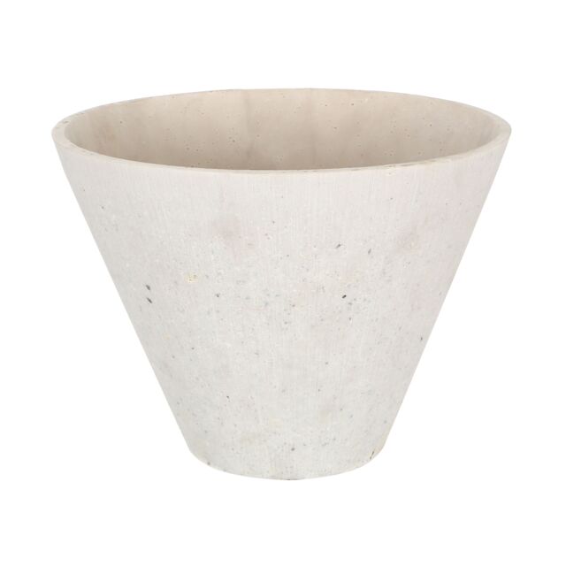 Orsina Textured Polyresin Round Edged Vase, Decorative Vessel, Ceramic-Style Container, Sculptural Decor Piece in White - image 1