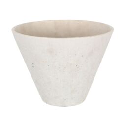 Orsina Textured Polyresin Round Edged Vase, Decorative Vessel, Ceramic-Style Container, Sculptural Decor Piece in White - thumbnail 1