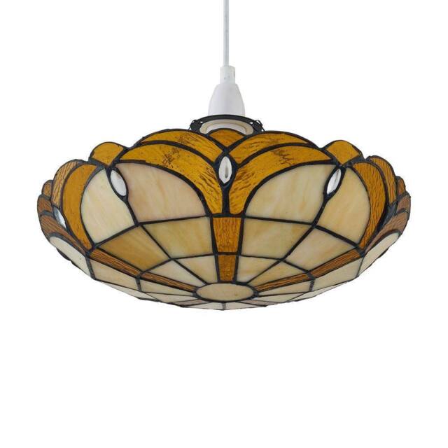 First Choice Lighting Bridgeton - Tiffany Coloured Glass Uplighter Easy Fit Pendant Shade - image 1