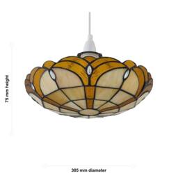 First Choice Lighting Bridgeton - Tiffany Coloured Glass Uplighter Easy Fit Pendant Shade - thumbnail 7