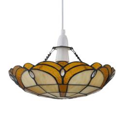 First Choice Lighting Bridgeton - Tiffany Coloured Glass Uplighter Easy Fit Pendant Shade - thumbnail 2