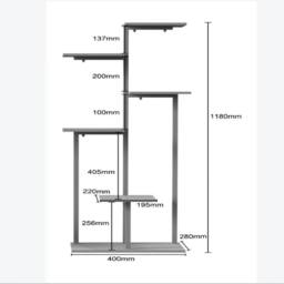 Havendro Metal Plant Stand Wooden Outdoor Indoor Flower Pot Shelf - thumbnail 2