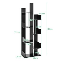 Costway 8 Tier Bookshelf Storage Display Floor Standing Bookcase Shelving Organizer Home in Black - thumbnail 2