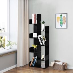 Costway 8 Tier Bookshelf Storage Display Floor Standing Bookcase Shelving Organizer Home in Black - thumbnail 4