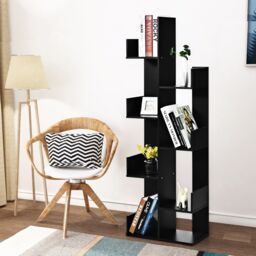 Costway 8 Tier Bookshelf Storage Display Floor Standing Bookcase Shelving Organizer Home in Black - thumbnail 5
