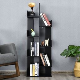 Costway 8 Tier Bookshelf Storage Display Floor Standing Bookcase Shelving Organizer Home in Black - thumbnail 3