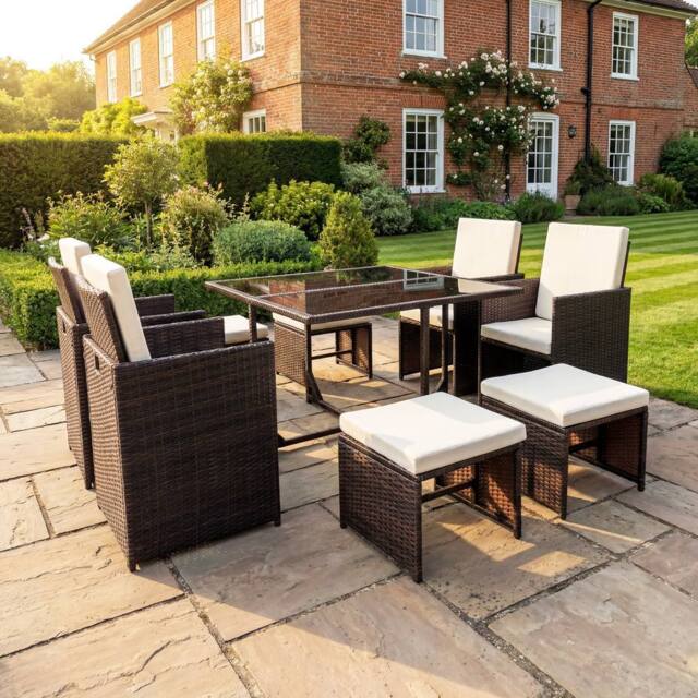 Artemis Home Giulia 9 Piece Rattan Cube Outdoor Set in Brown - image 1