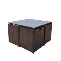 Artemis Home Giulia 9 Piece Rattan Cube Outdoor Set in Brown - thumbnail 3