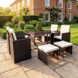 Artemis Home Giulia 9 Piece Rattan Cube Outdoor Set in Brown