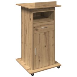 Berkfield Home Lectern Podium with Wheels Artisan Oak Engineered Wood in Brown - thumbnail 2