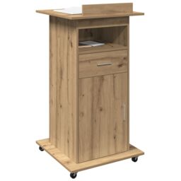 Berkfield Home Lectern Podium with Wheels Artisan Oak Engineered Wood in Brown - thumbnail 3